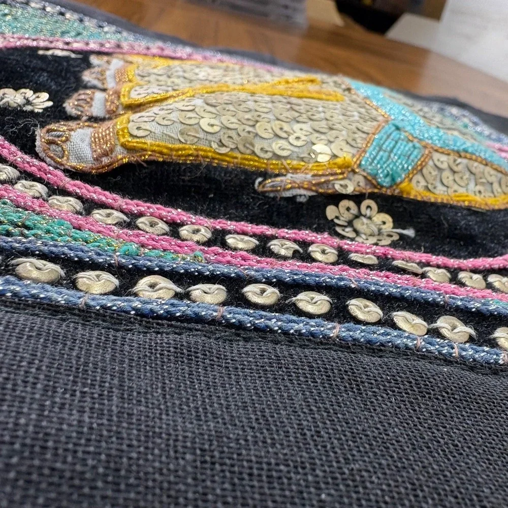 Thai Burmese KALAGA TAPESTRY Elephant Hand Embroidered Wall Hanging  11' x‎ 11